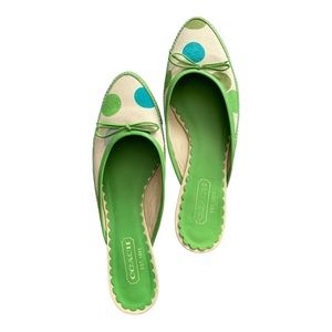 Coach Open-back Flats 7.5 Fabric and Leather